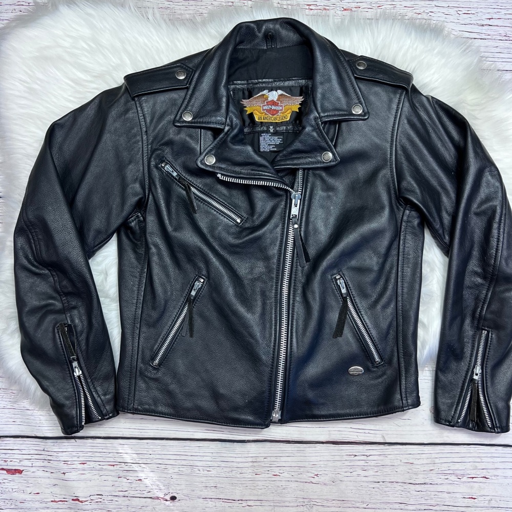 🚫SOLD |•HARLEY-DAVIDSON•| Awesome HD Black Leather Jacket - Picture 2 of 15